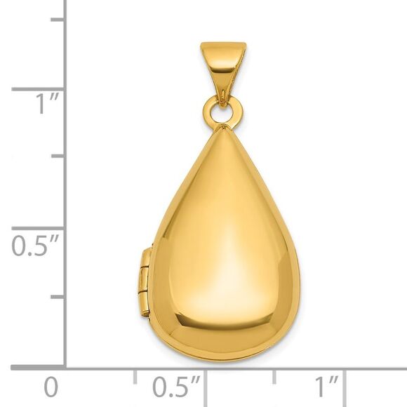 Kazi Luxury 14k Yellow Gold Polished 21x13mm Teardrop Shaped Locket